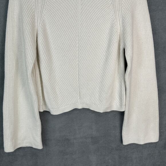 Maeve Anthropologie Sweater Womens Medium Cream Wool Ribbed Neutral Minimalist - Picture 3 of 13